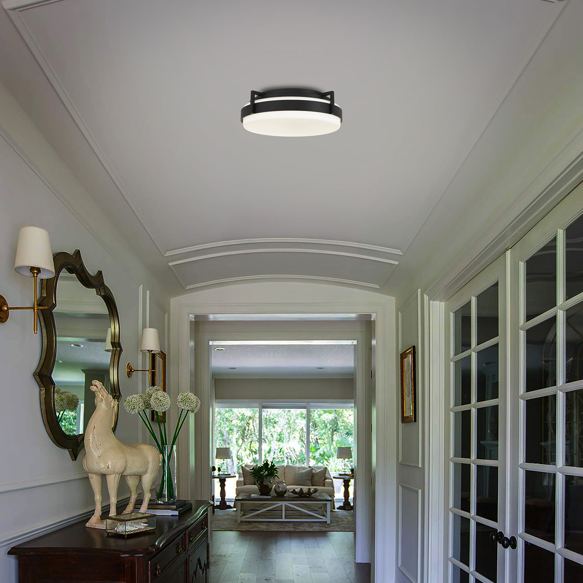 Ted LED 15 inch Sand Black Outdoor Flush Mount